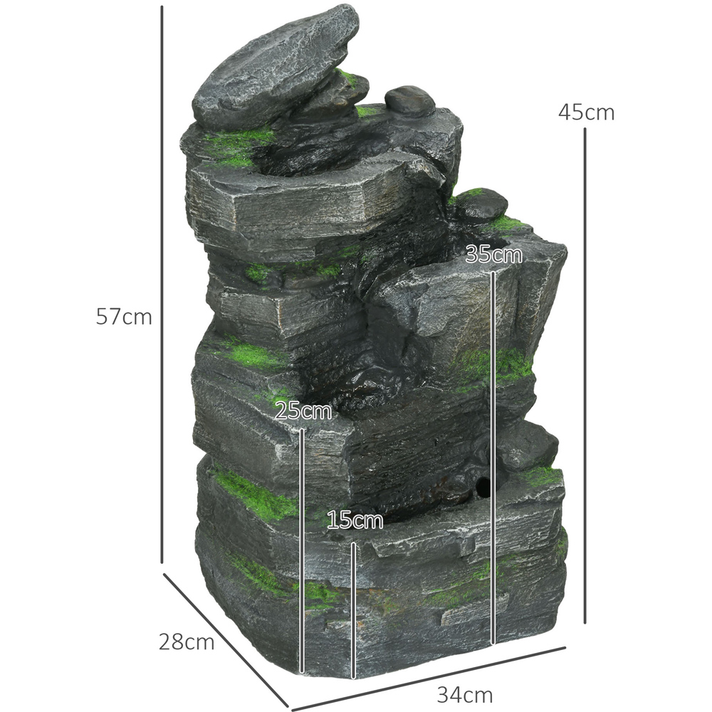 Outsunny Dark Grey Outdoor LED Garden Fountain Image 9