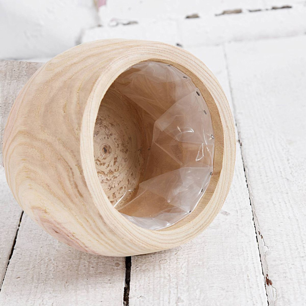 LECHUZA Hortico Eco Wooden Round Indoor Plant Pot 15 x 23cm 3 Pack Image 4