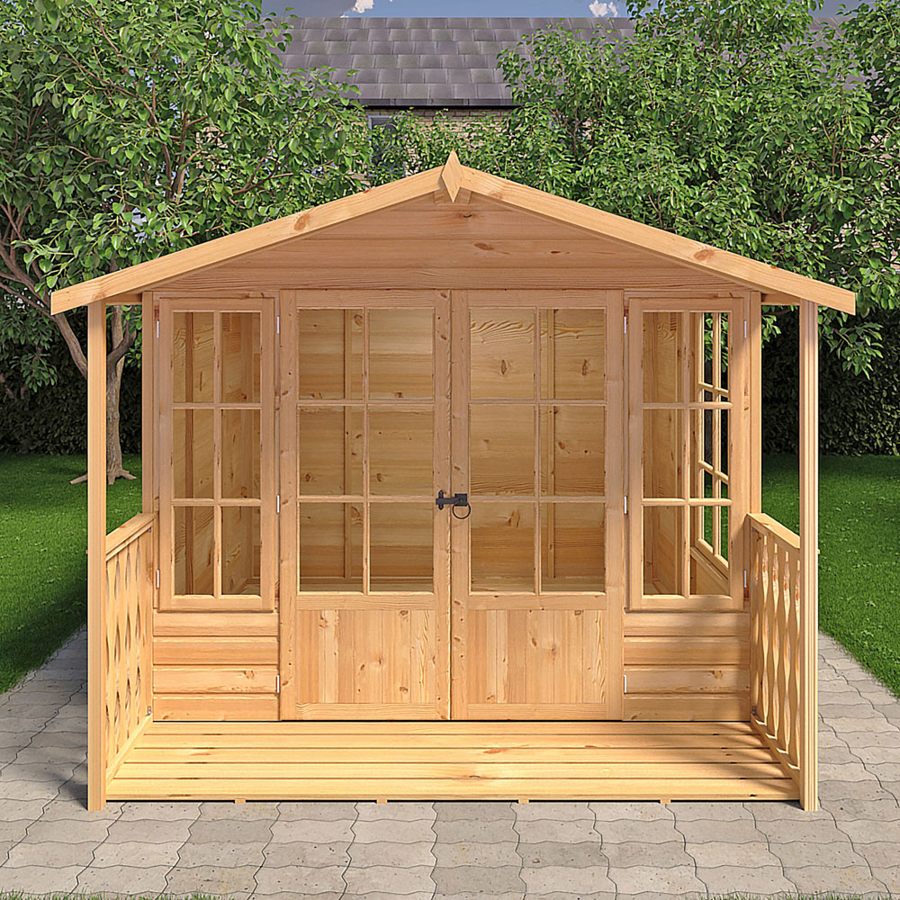 Shire Delmora 8 x 6ft Apex Garden Summerhouse with Verandah Image 6