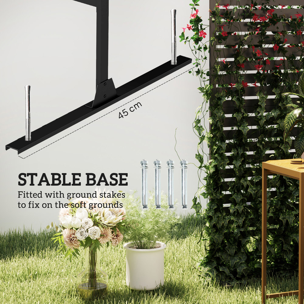 Outsunny 2 x 1m Black Striped Outdoor Freestanding Privacy Screen Image 7