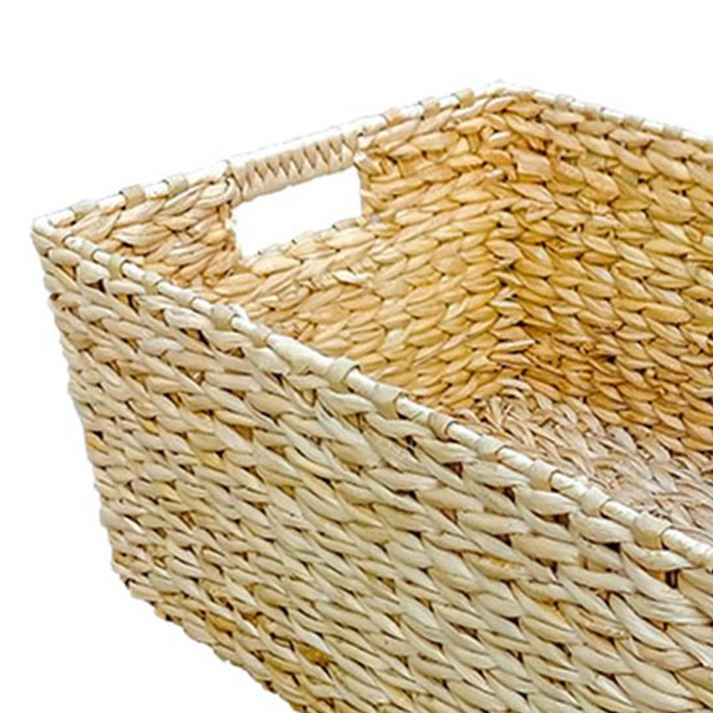 Red Hamper Small Rectangular Water Hyacinth Storage Basket Image 2