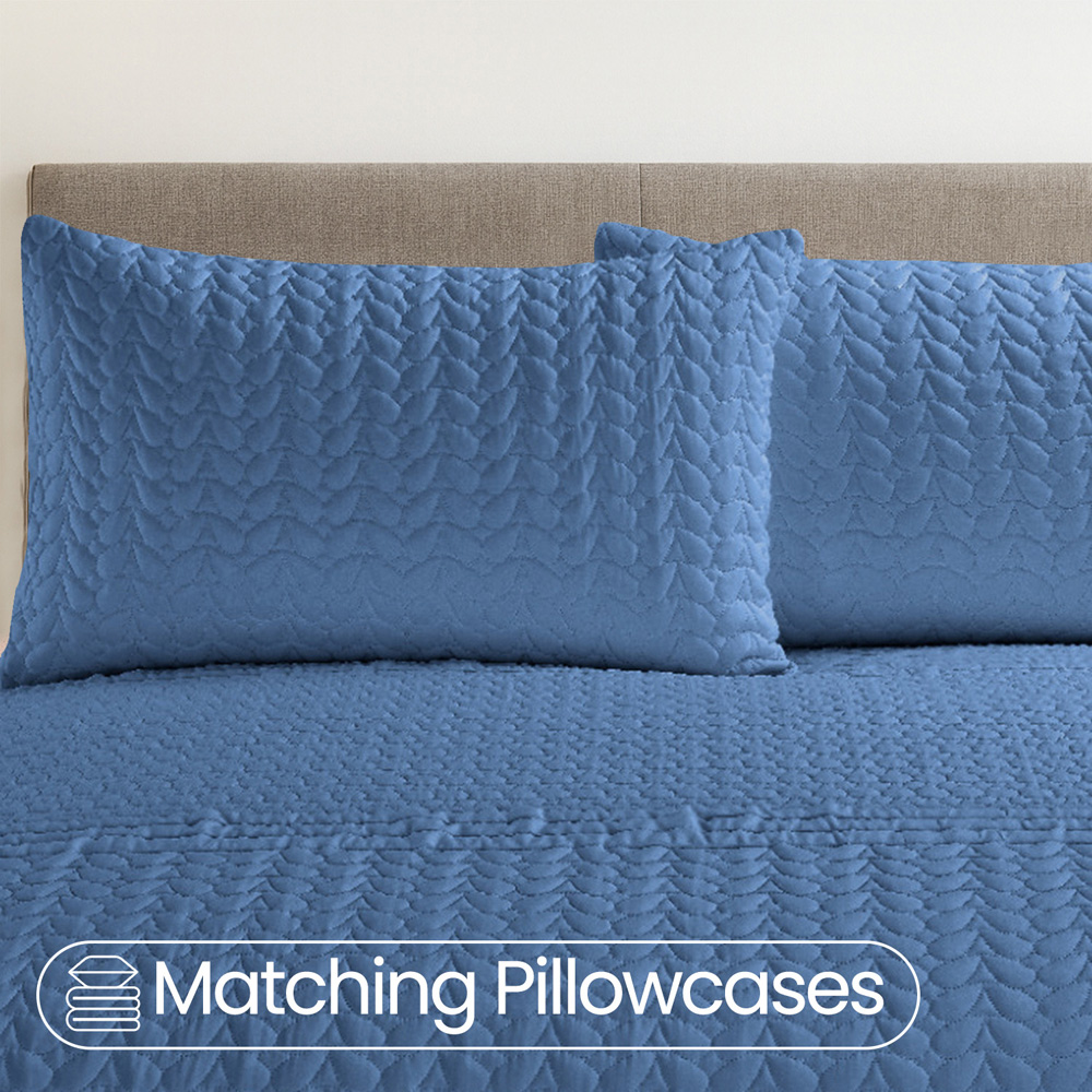 Velosso Kinsley Double Blue Quilted Duvet Cover Set Image 4