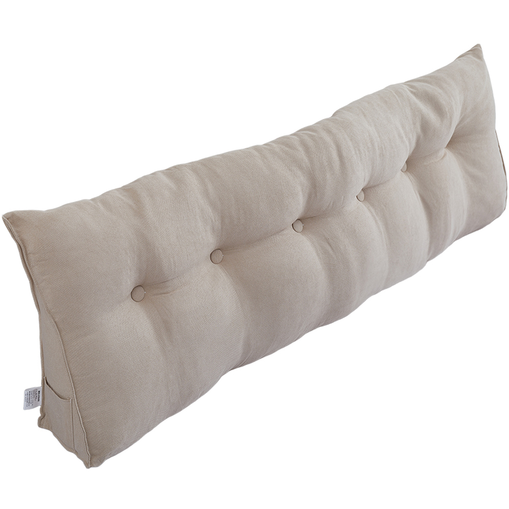 Living and Home Beige Wedge Headboard Pillow with Side Pocket 180 x 50cm Image 3
