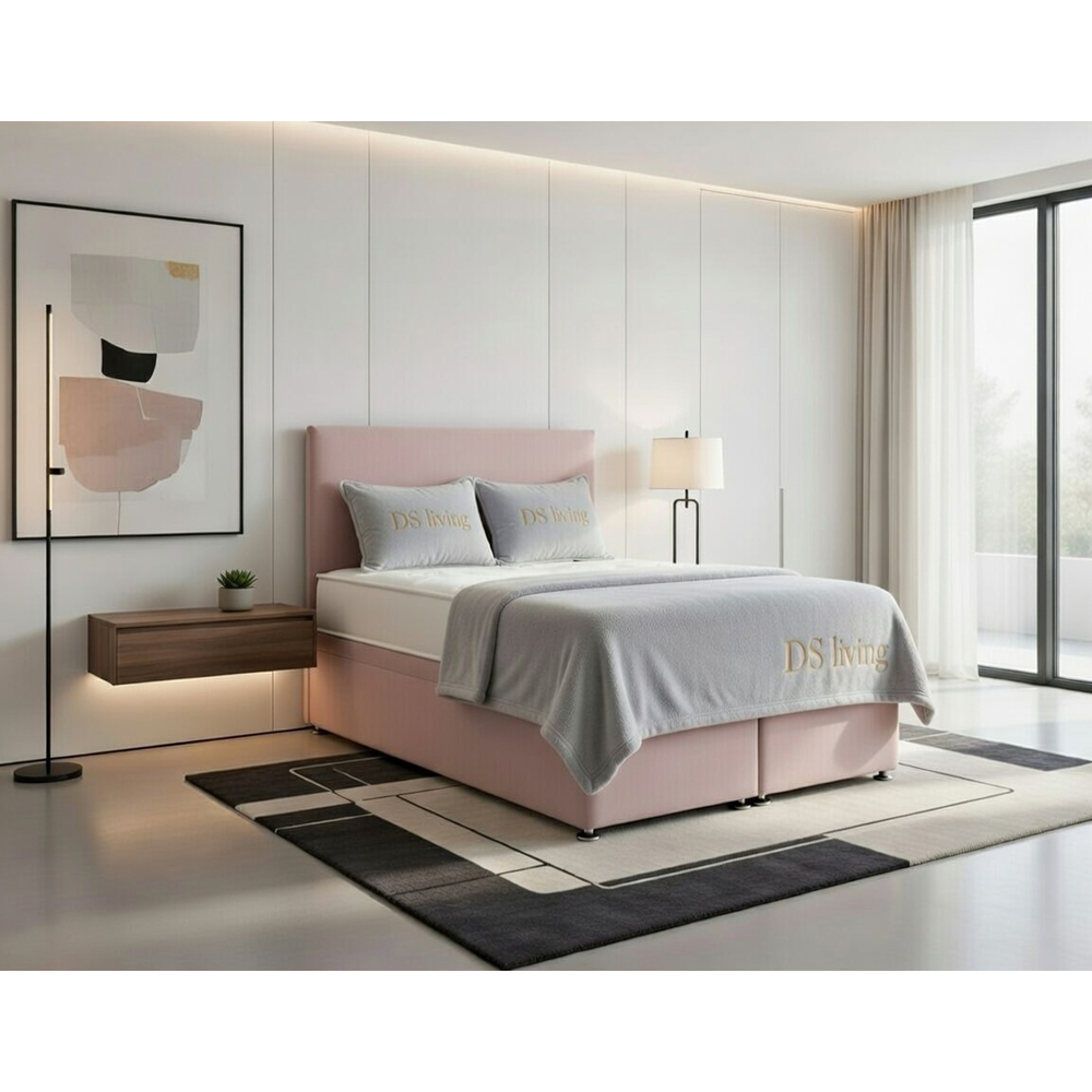 DS Living Prima Super King Size Pink Plush Divan Bed Image 4