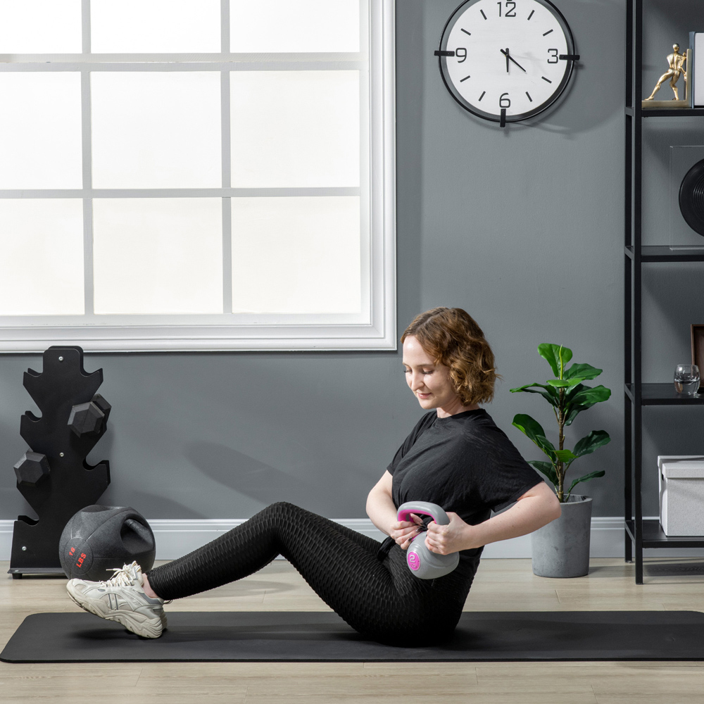 SPORTNOW Pink and Grey Kettle Bell with Handle 2kg Image 5