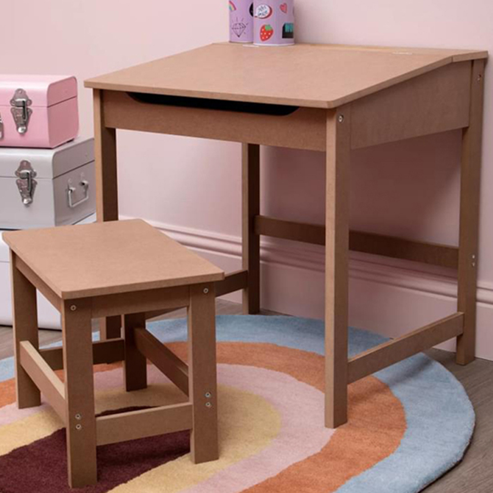 Premier Housewares Kids Natural Desk and Stool Image 1