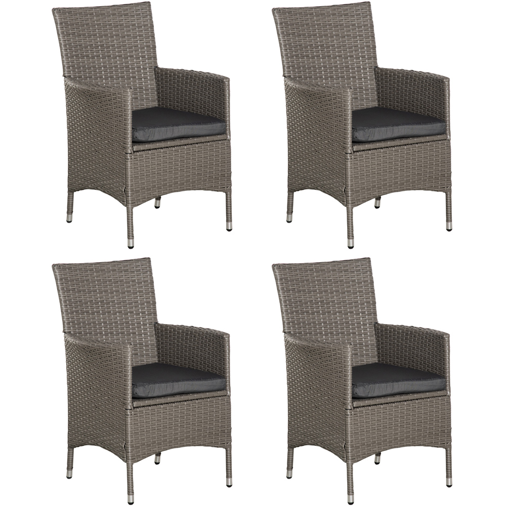 Outsunny Set of 4 Grey Rattan Garden Chair Image 2