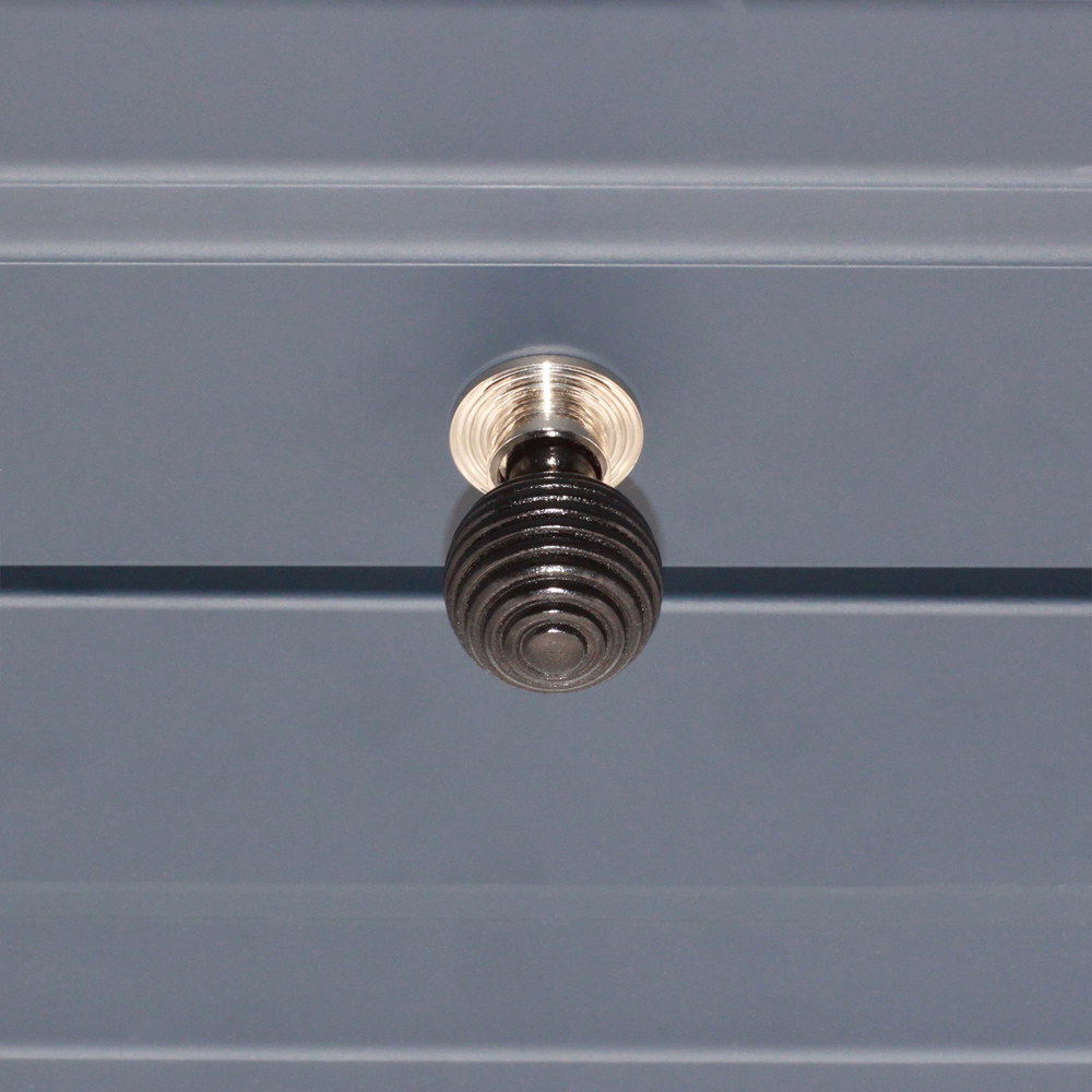 Spira Brass Ebonised Preston Polished Nickel Cupboard Knob 35mm Image 2
