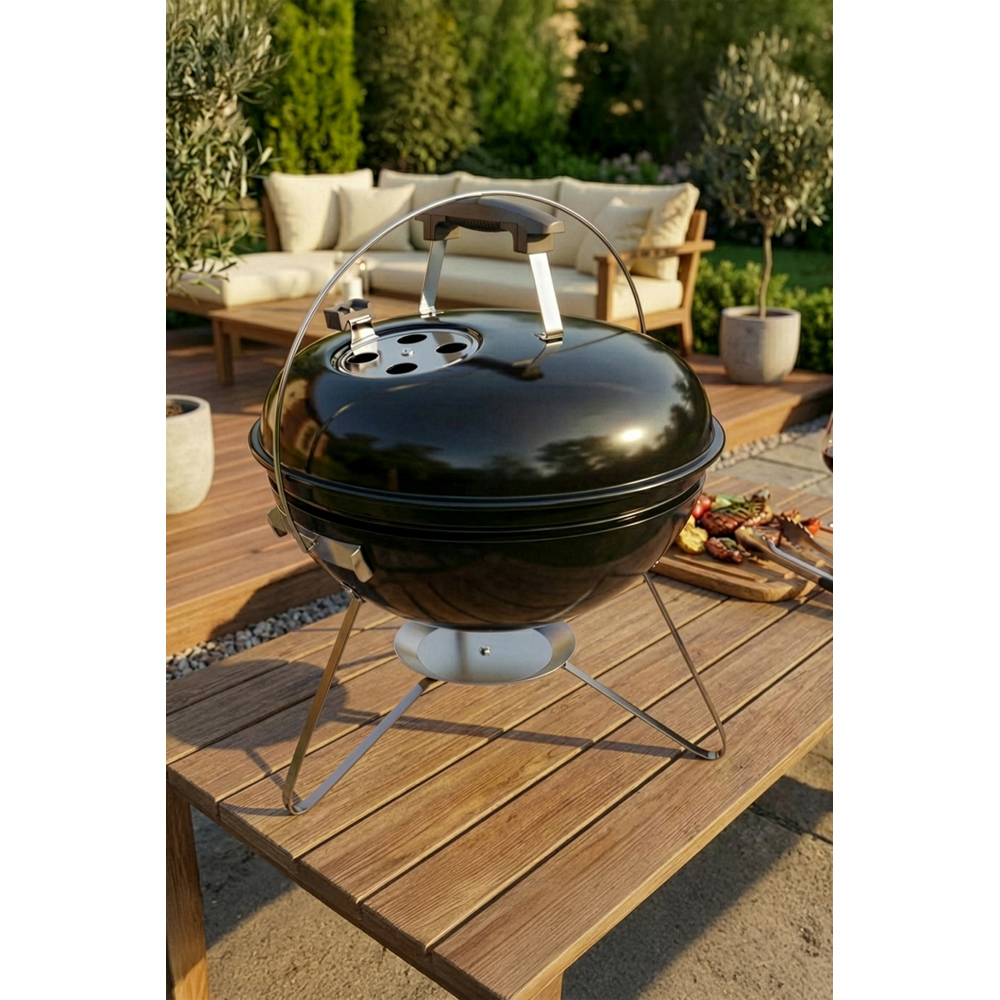 GARDEN VIDA Kansas Black Small Kettle Grill BBQ Image 6