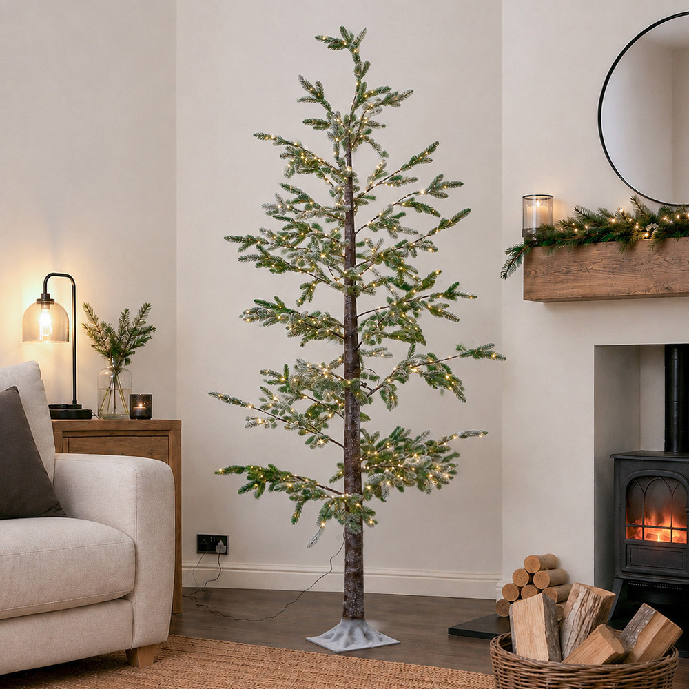 Samuel Alexander 412 Warm White LED Tall Pre-Lit Artificial Christmas Snow Tree 8ft Image 8