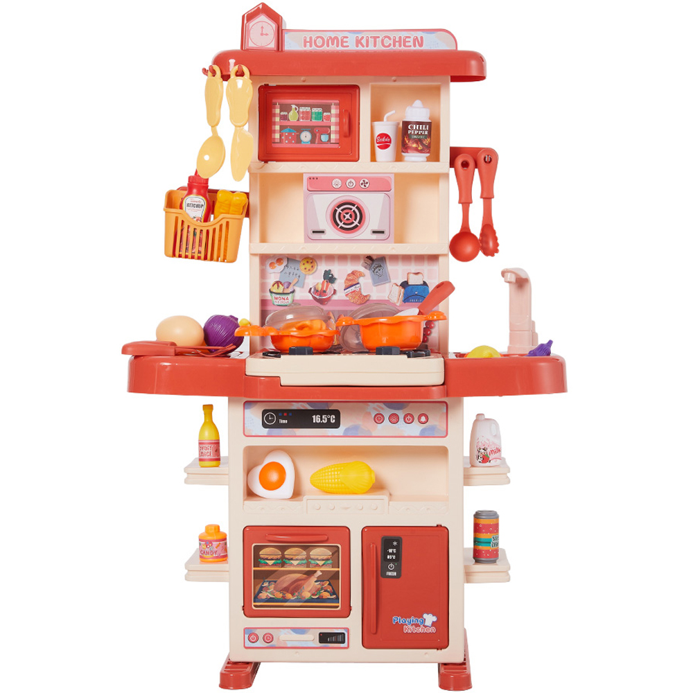 Tommy Toys 43 Piece Kids Red Interactive Kitchen Play Set with Smoke Effect Image 1