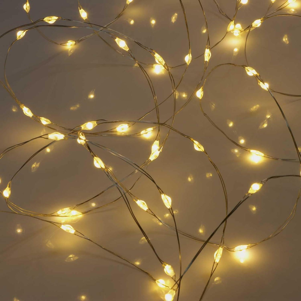 Shatchi 40 Warm White LED Silver Copper Wire Christmas String Light 4m 2 Pack Image 1