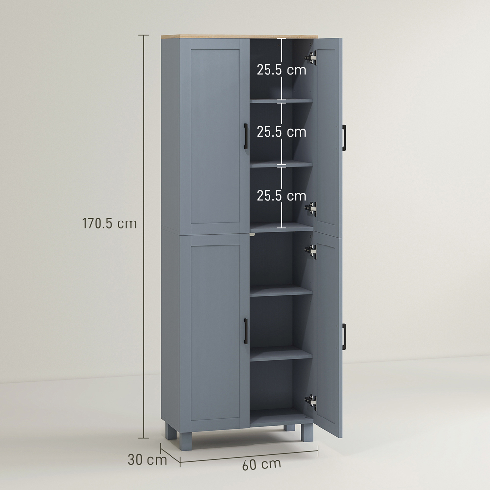 HOMCOM 4 Door Grey Kitchen Storage Cabinet Image 9