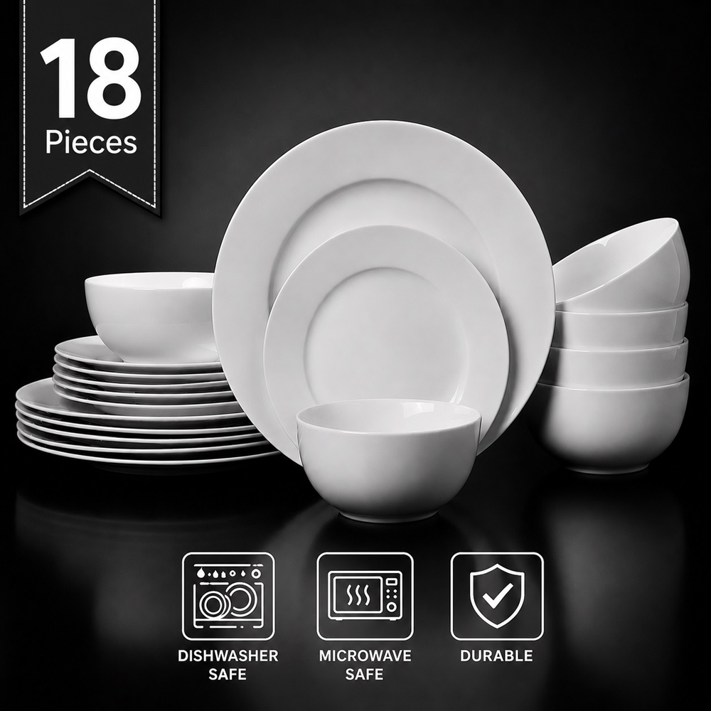 Waterside Rimmed White 18 Piece Dinner Set Image 5