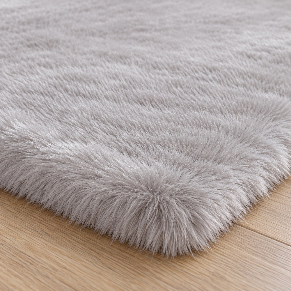 Portland Prestige Super Luxe Silver Faux Fur Rug 60 x 100cm Image 3
