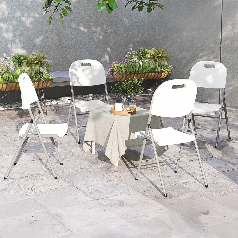 Outsunny White Folding Chair Set of 4 Image 1
