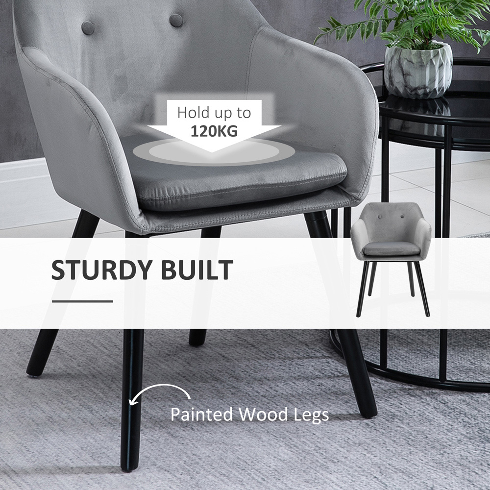 Portland Set of 2 Grey Velvet Touch Fabric Dining Chair Image 6