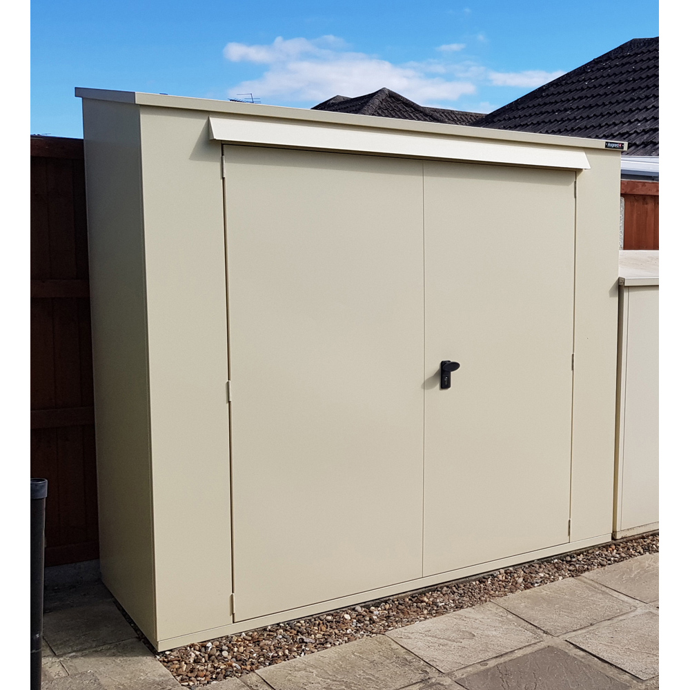 Asgard Trojan Plus 7 x 3ft Double Door Cream Caravan Storage Shed Image 8