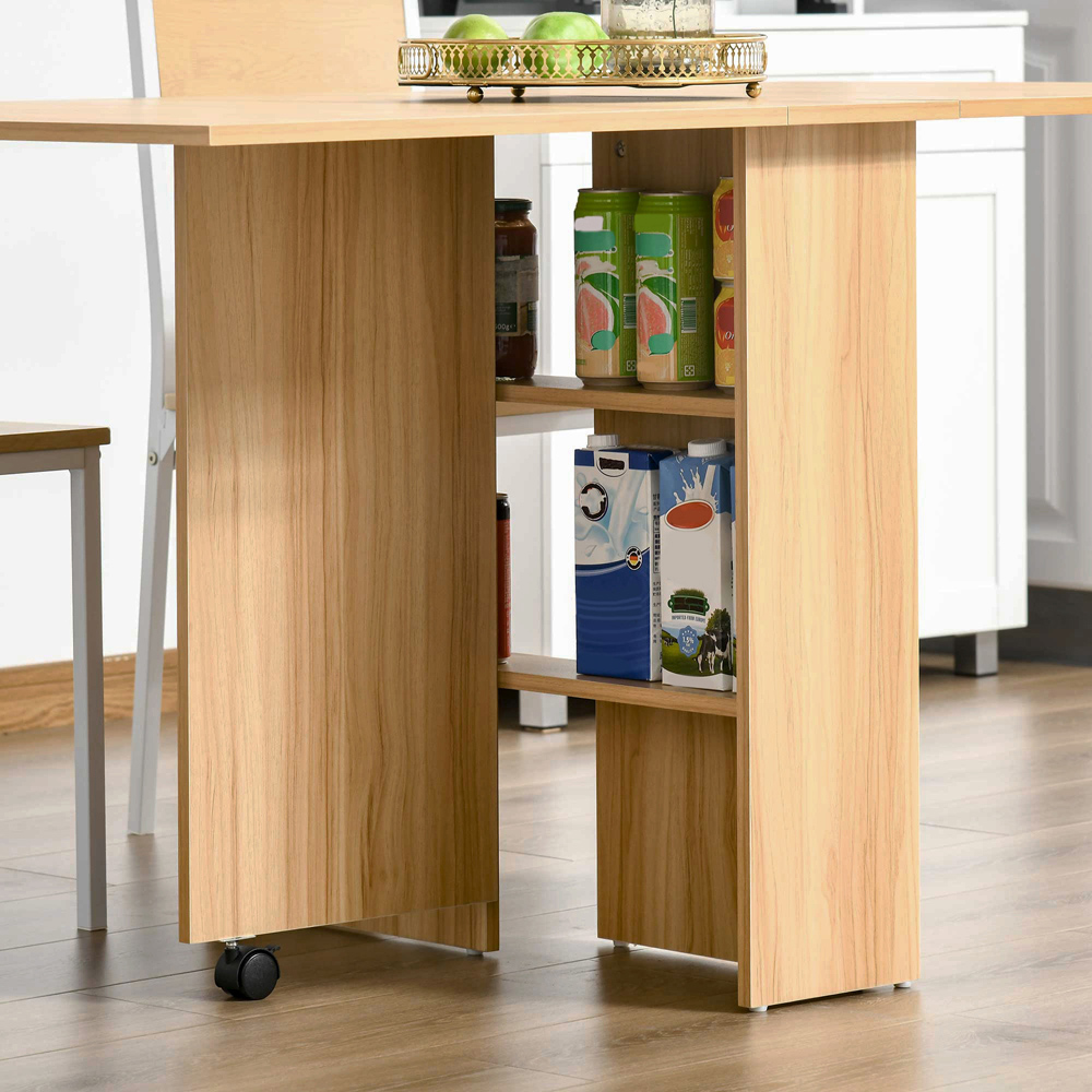 HOMCOM 6 Seater Foldable Dining Table with Storage Shelf Image 4