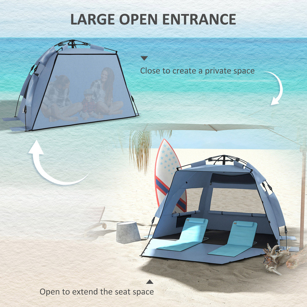 Outsunny 2-3 Person Pop-Up Beach Camping Tent Light Blue Image 5