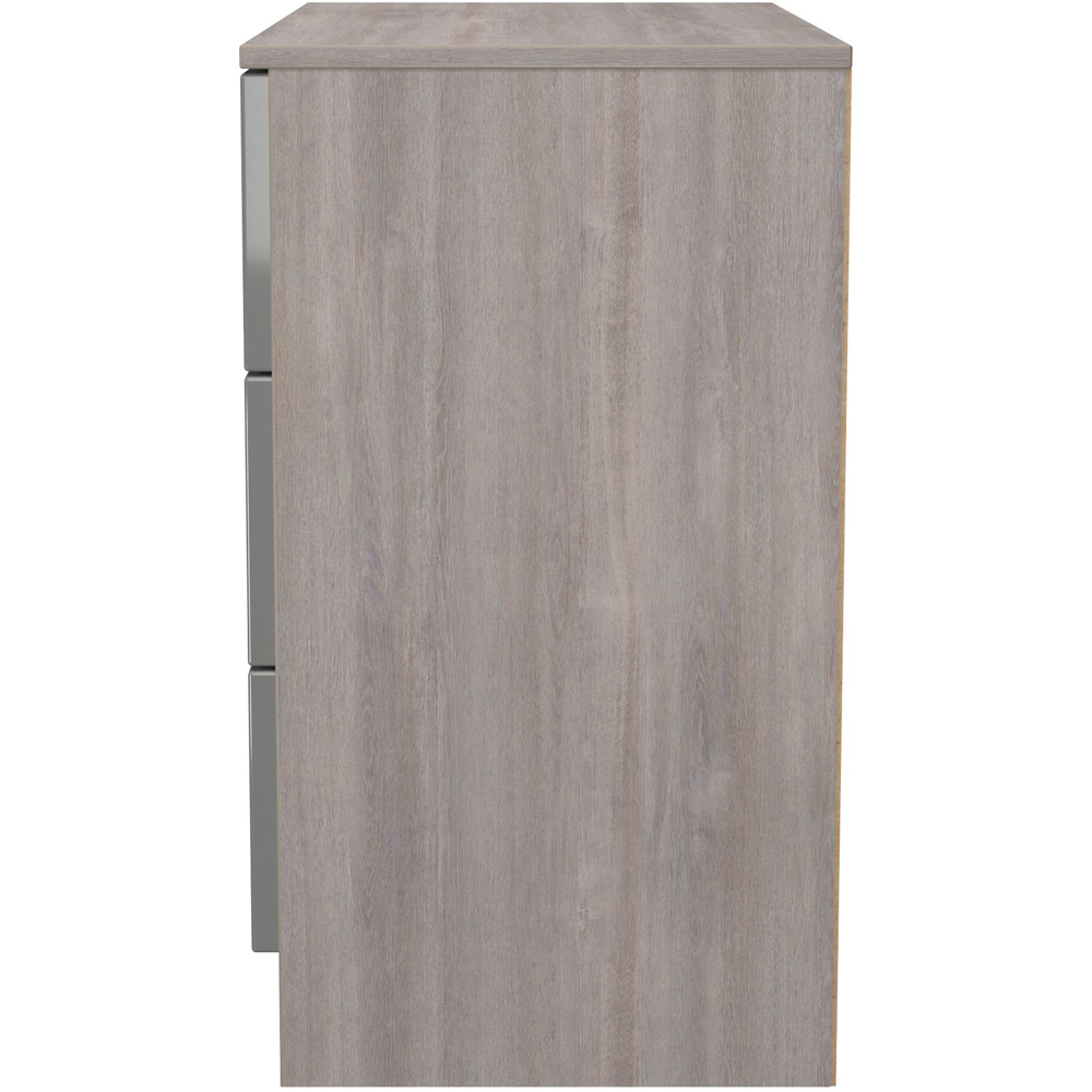 Crowndale Milan 3 Drawer Grey Gloss and Grey Oak Chest of Drawers Ready Assembled Image 3