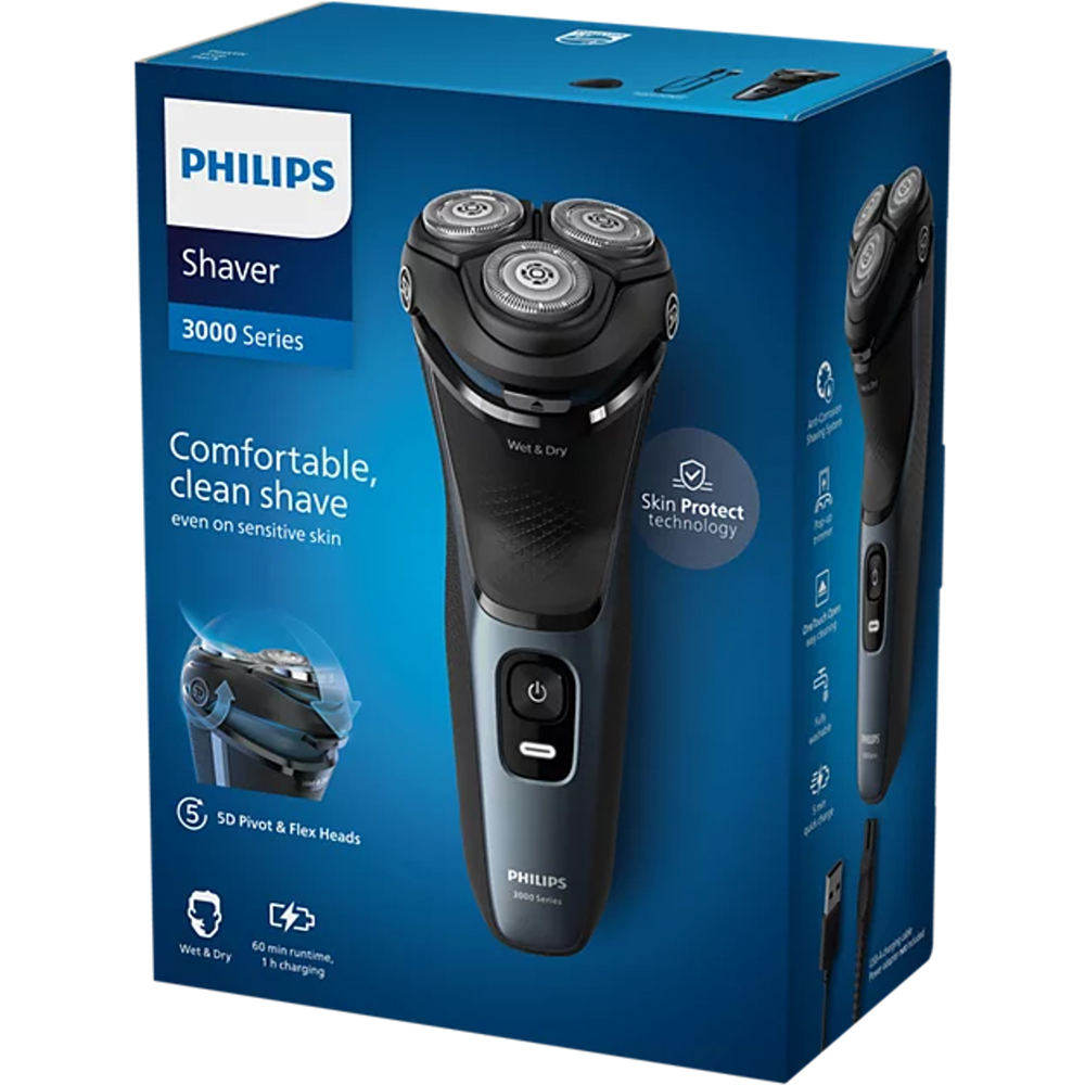 Philips Shaver 3000 Series S3144 Black Wet and Dry Electric Shaver Image 4