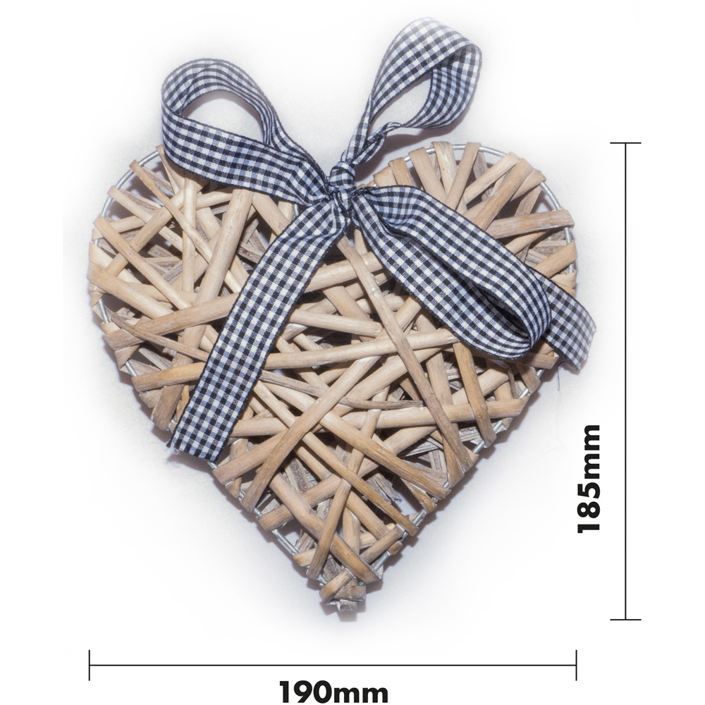 St Helens Light Grey Wicker Woven Willow Heart Christmas Decoration Image 7