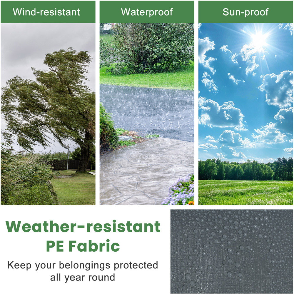 Costway Grey Outdoor Portable Storage Shelter with Roll up Door Image 8