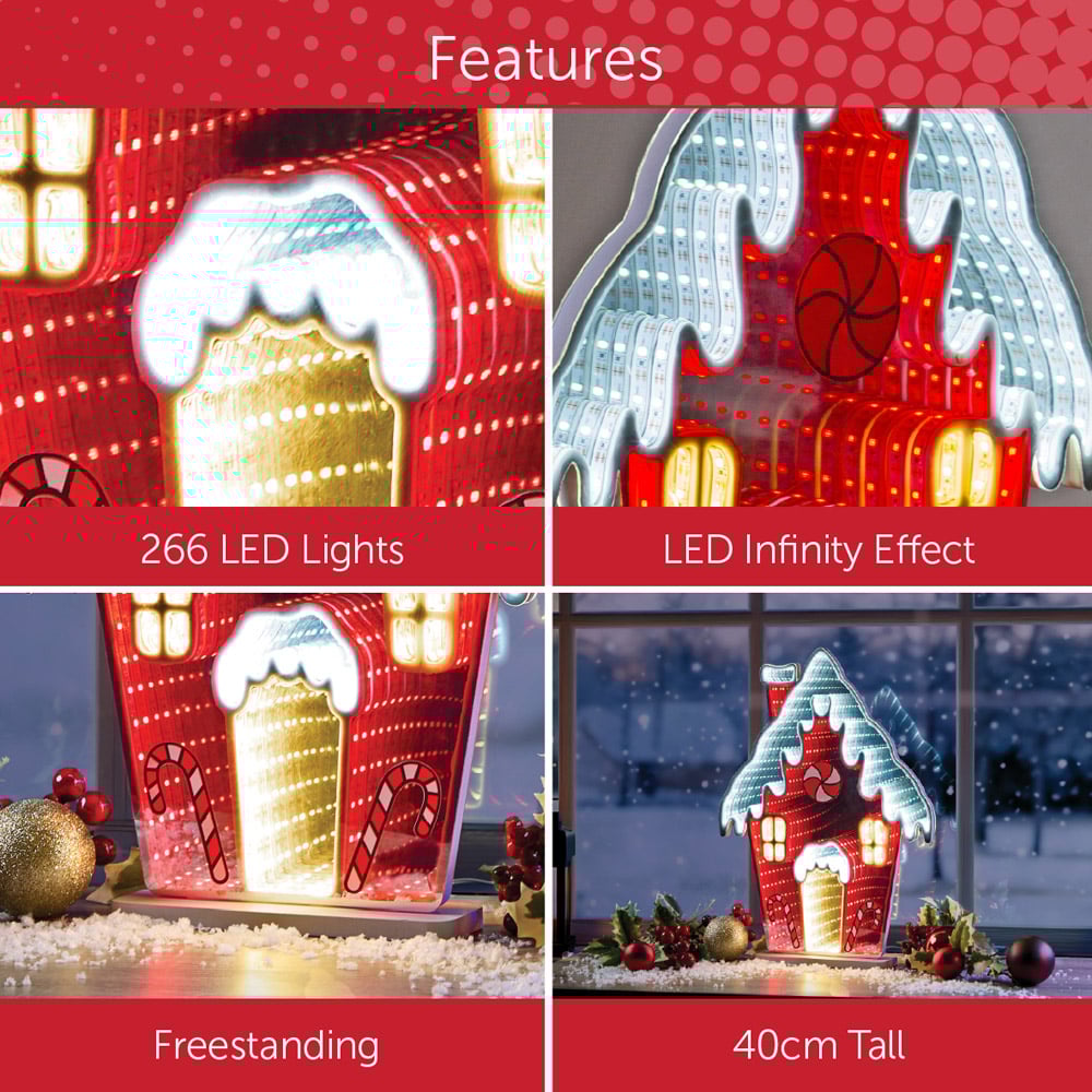 The Christmas Workshop 266 Multicolour LED Xmas House Double Sided Infinity Light 1.3ft Image 5