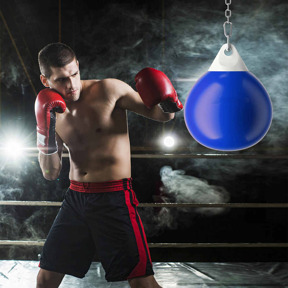 Costway Blue Adjustable Metal Chain Water Punching Bag with Insurance Buckles Image 2
