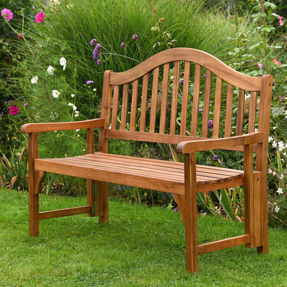 Garden Gear 2 Seater Acacia Folding Bench Image 1