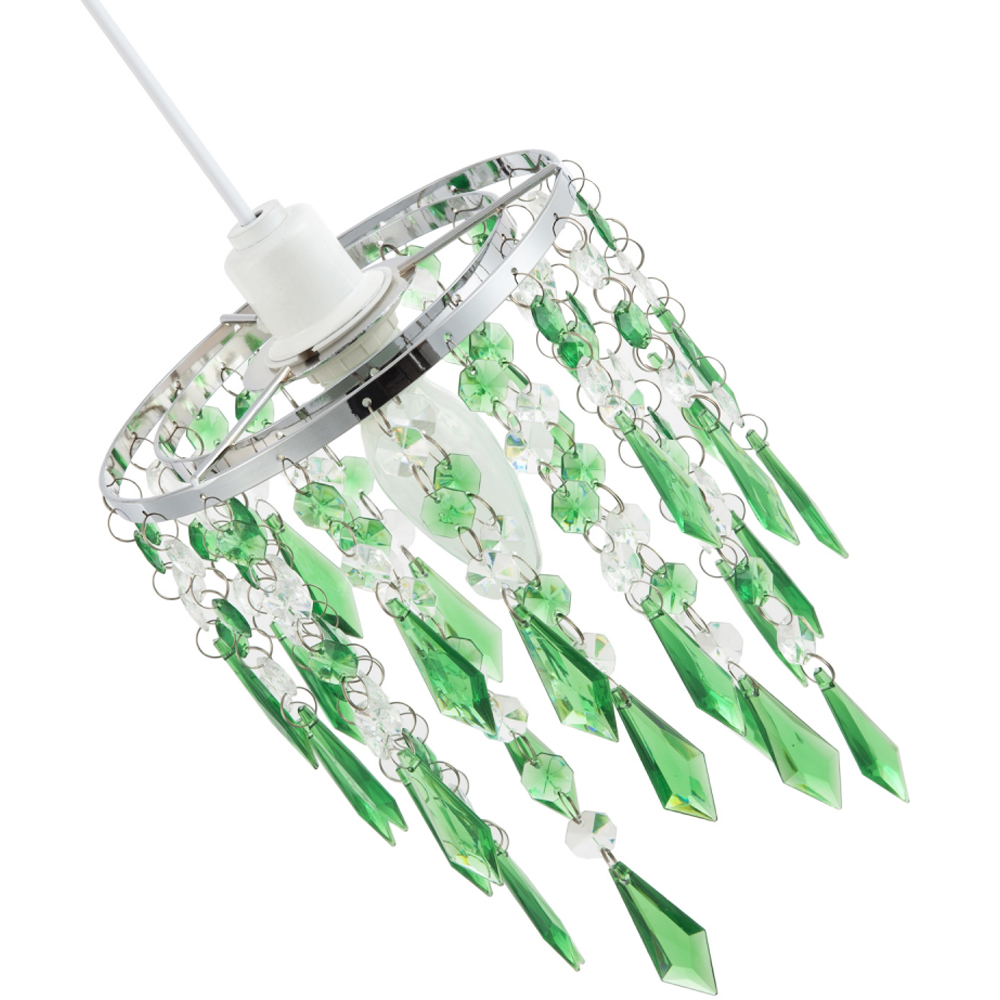 Happy Homewares Waterfall Design Clear and Emerald Acrylic Drops and Beads Pendant Shade Image 4