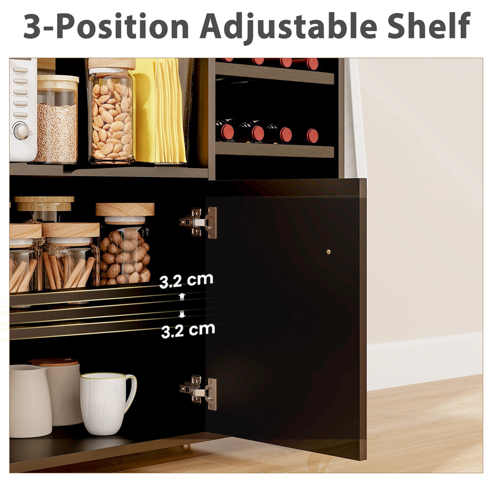 Costway 2 Door Single Drawer Black Mobile Drop Leaf Kitchen Island Cart with Wine Rack Image 8