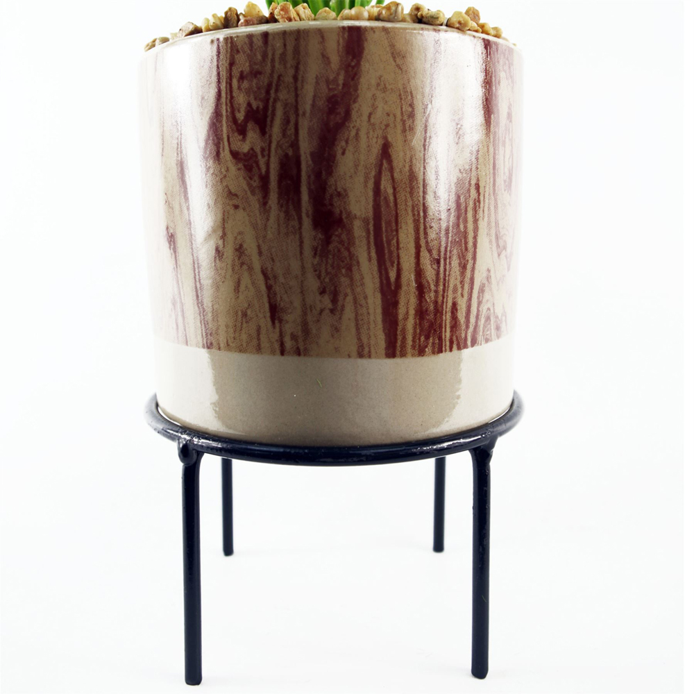 Leaf Artificial Grass in Ceramic Planter and Metal Stand 35cm Image 6