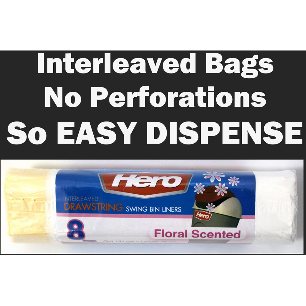 Hero Scented Drawstring Swing Bin Liner Bags White 60L 24 Pack Image 4