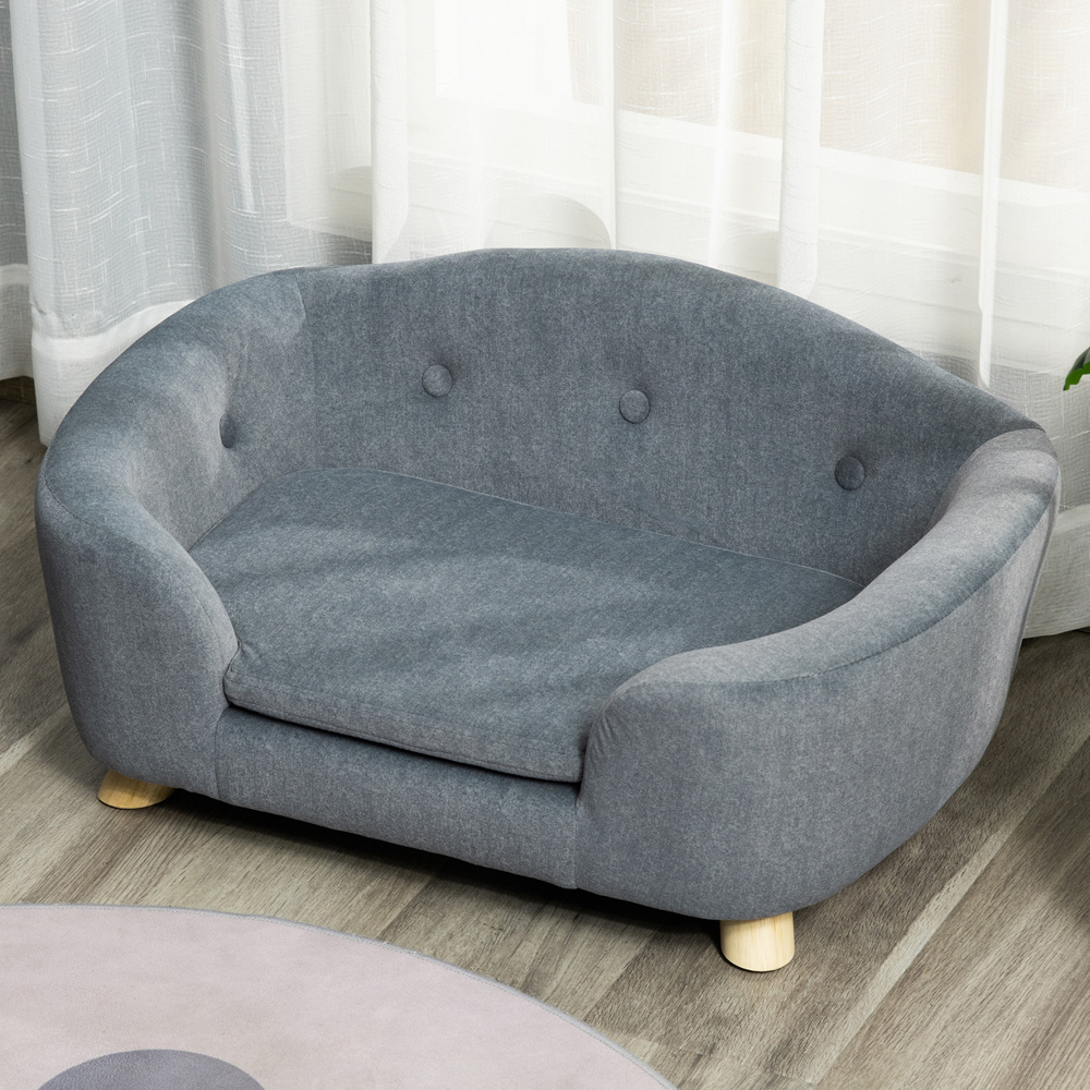 PawHut Grey Sofa Bed with Cushion Image 4
