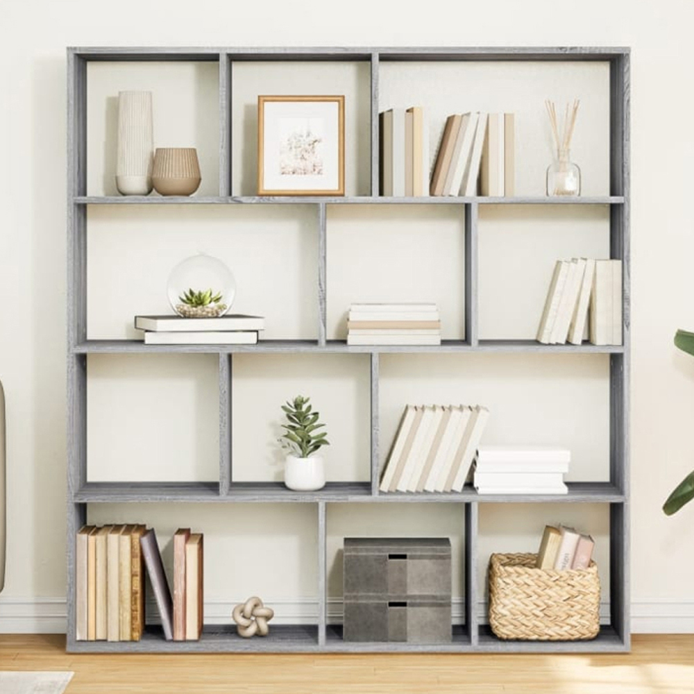 vidaXL 12 Shelf Grey Sonoma Bookcase Image 1
