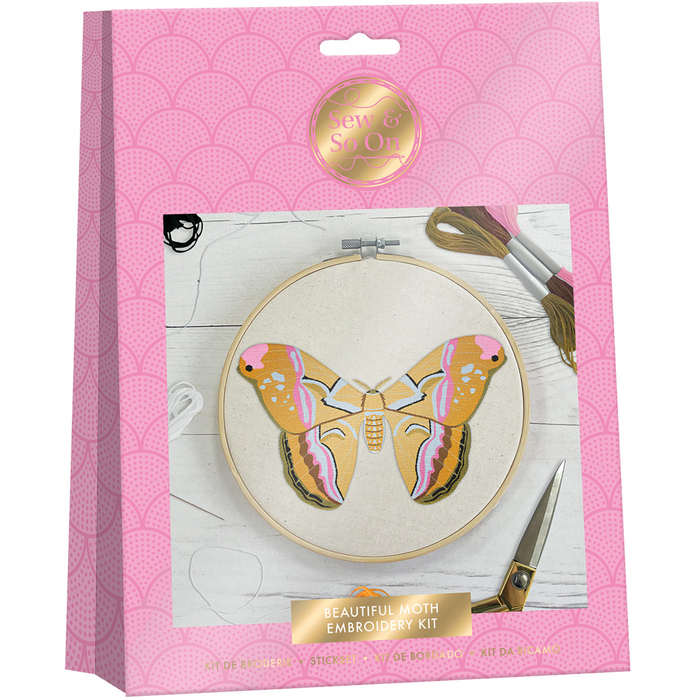 Sew & So On Beautiful Moth Embroidery Hoop Decoration Craft Kit Image 1