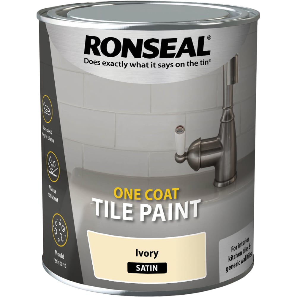 Ronseal One Coat Ivory Satin Tile Paint 750ml Image 2