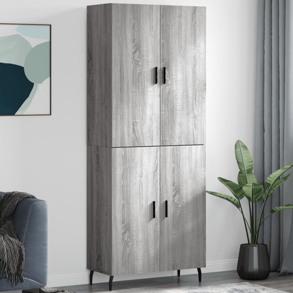 vidaXL 4 Door Grey Sonoma Highboard Image 1
