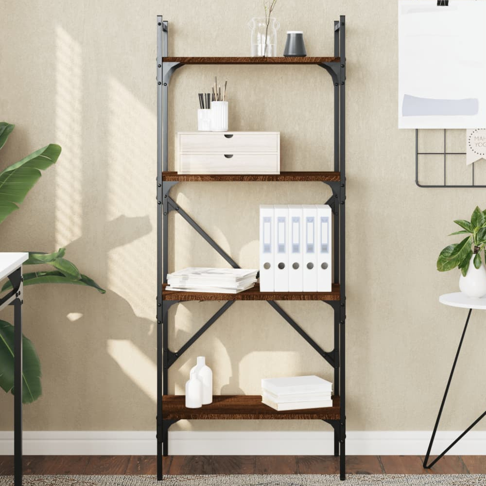 vidaXL 4 Shelf Brown Oak Bookcase Image 1