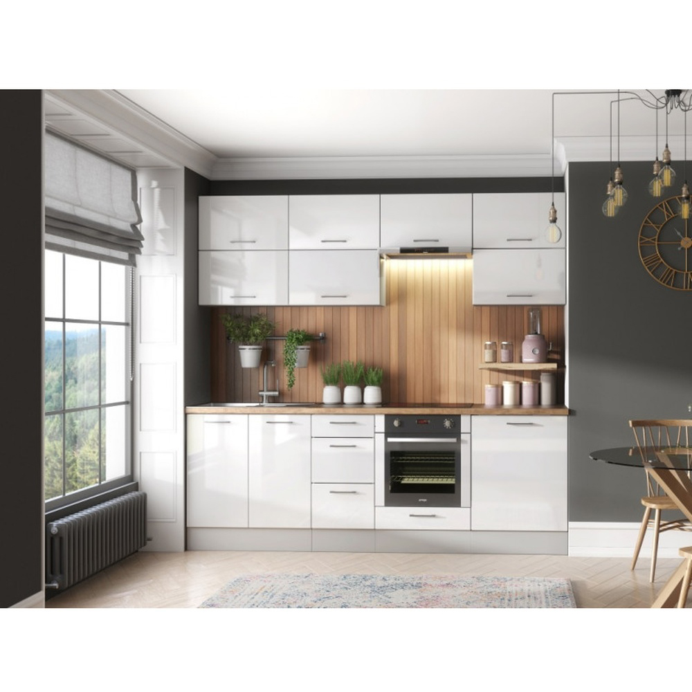 Impact Furniture Ella 3 Drawer White High Gloss Freestanding Kitchen Cabinet Unit Image 6