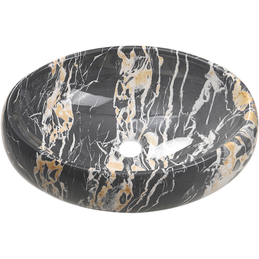 Living and Home Oval Marble Countertop Basin 480mm Image 1