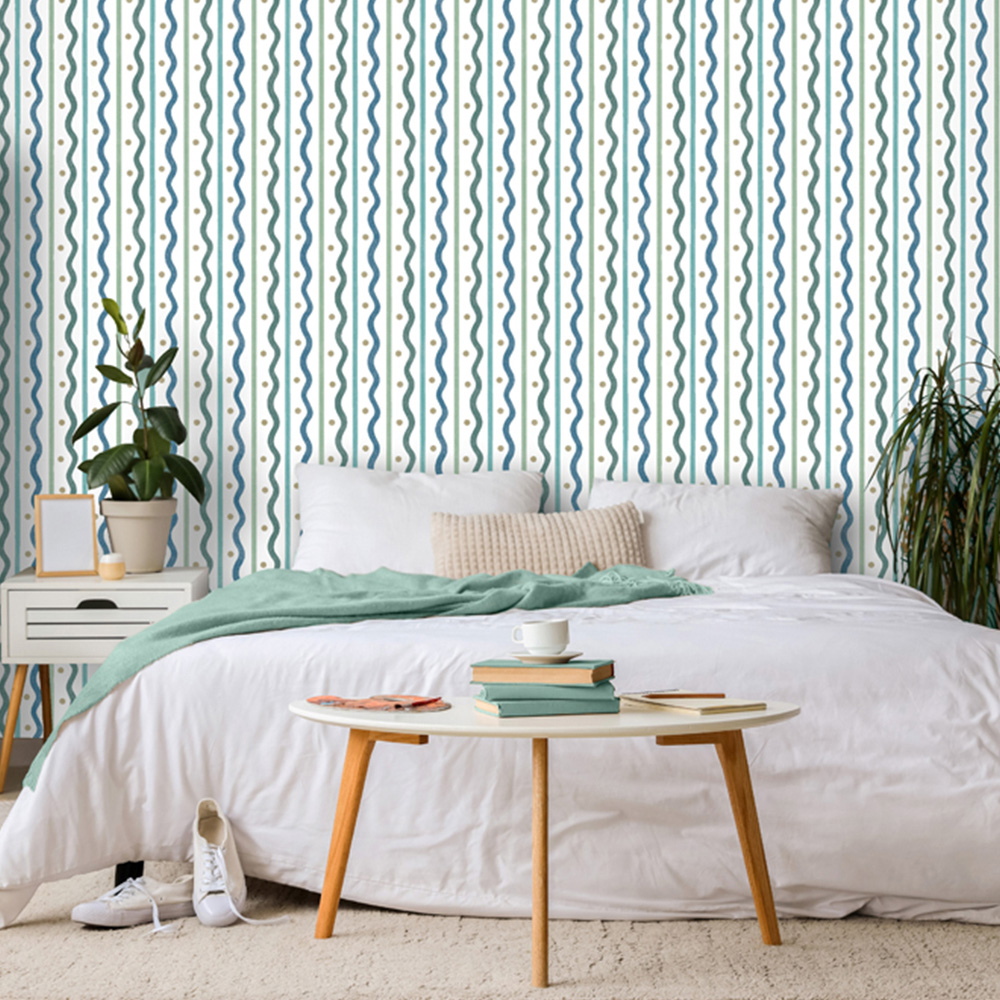Arthouse Squiggle Stripe Blue Green Wallpaper Image 4