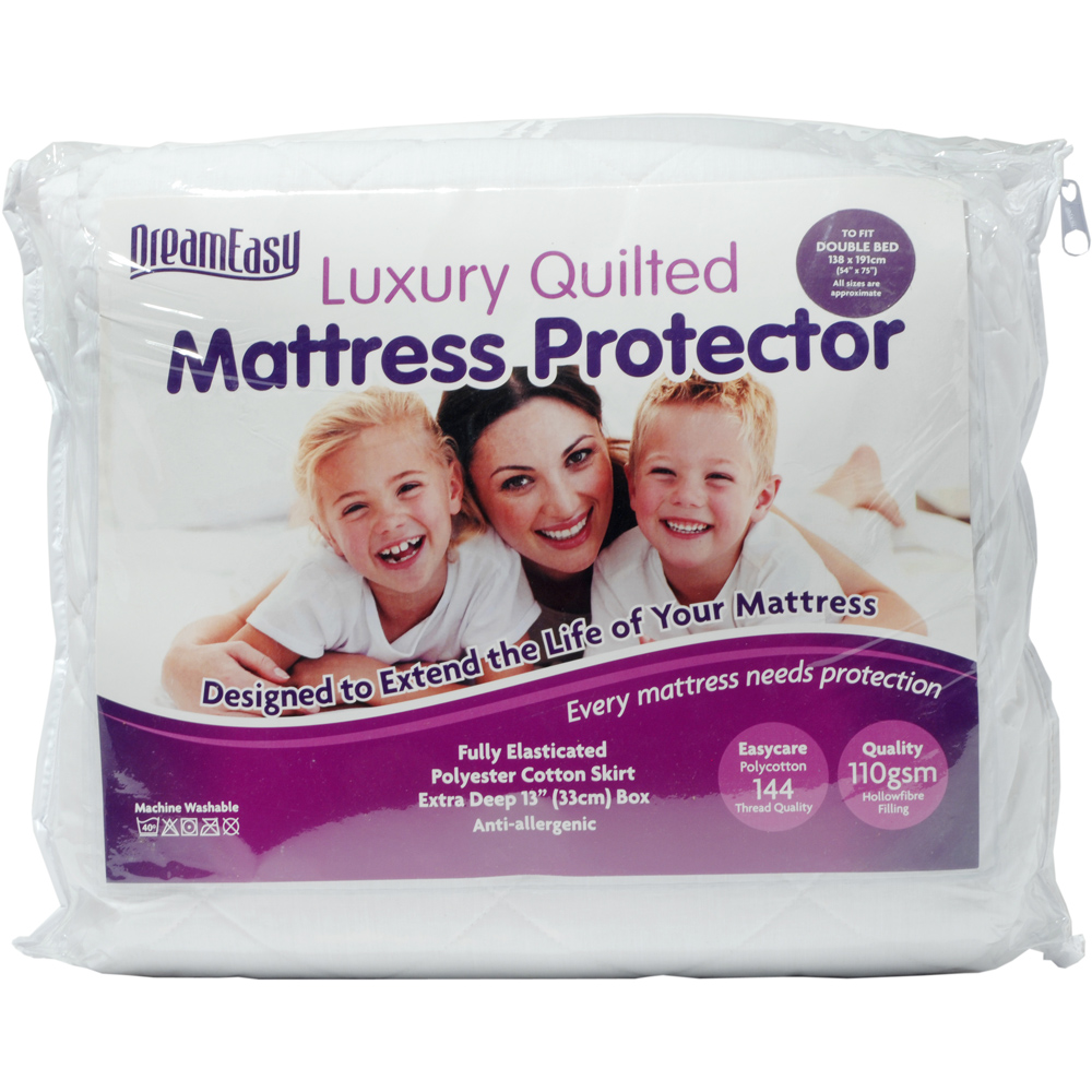 DreamEasy Small Single White Quilted Mattress Protector Image 1