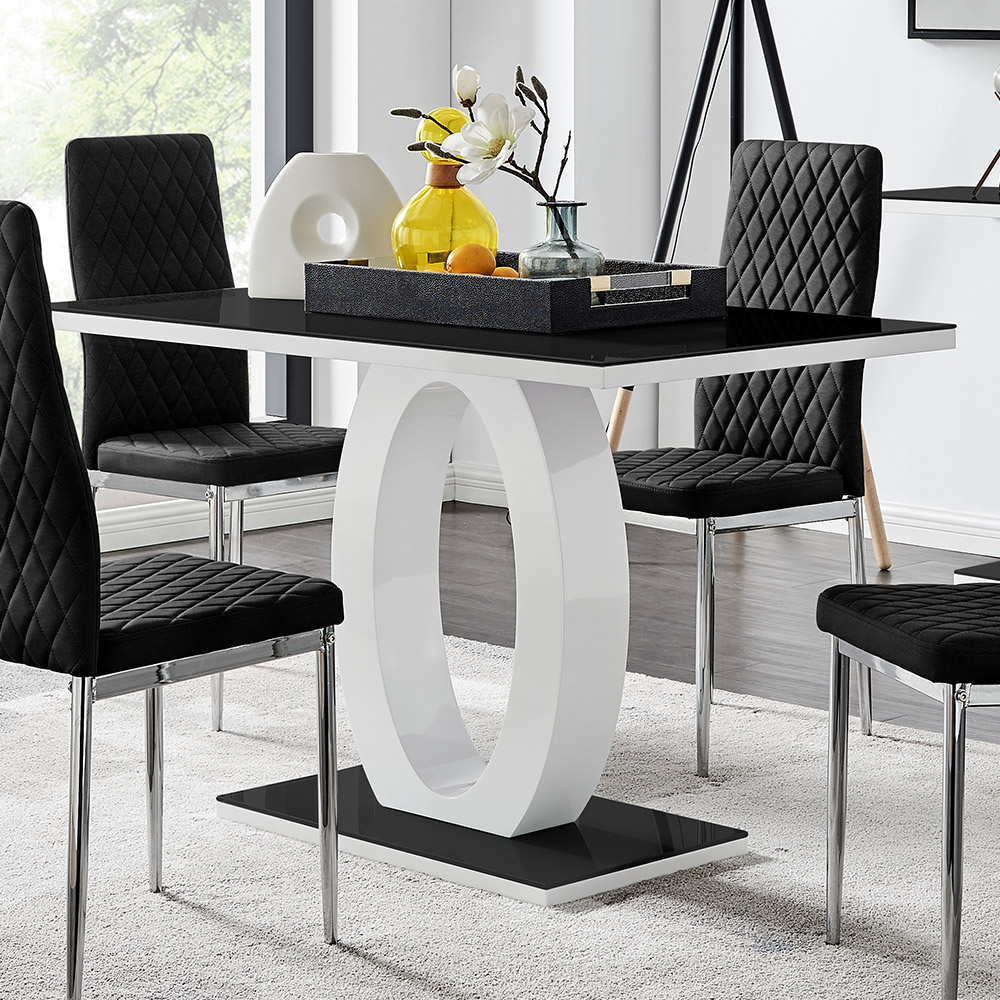 Furniturebox Lucia Valera 4 Seater Dining Set Black Gloss and Chrome Image 2