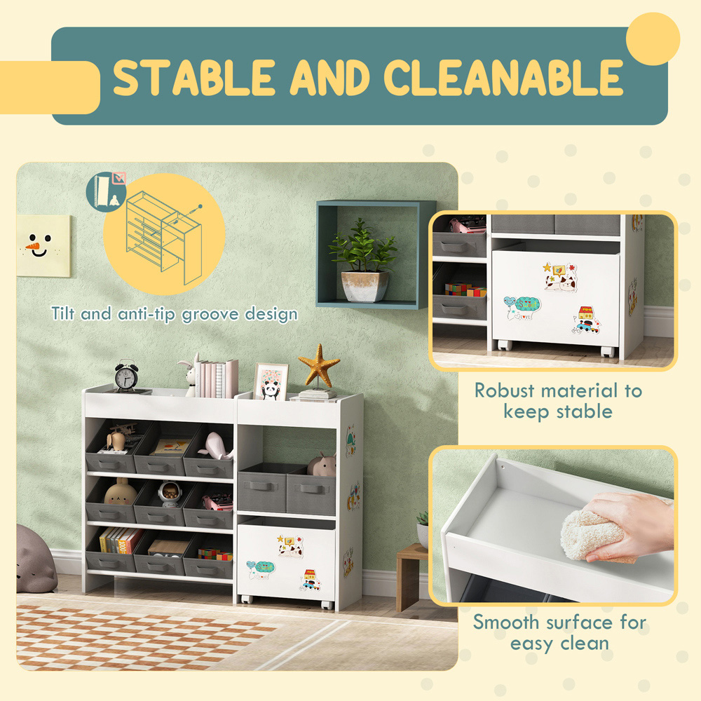 AIYAPLAY 11 Bin White Kids Toy Storage Unit with 3 Stickers Image 8