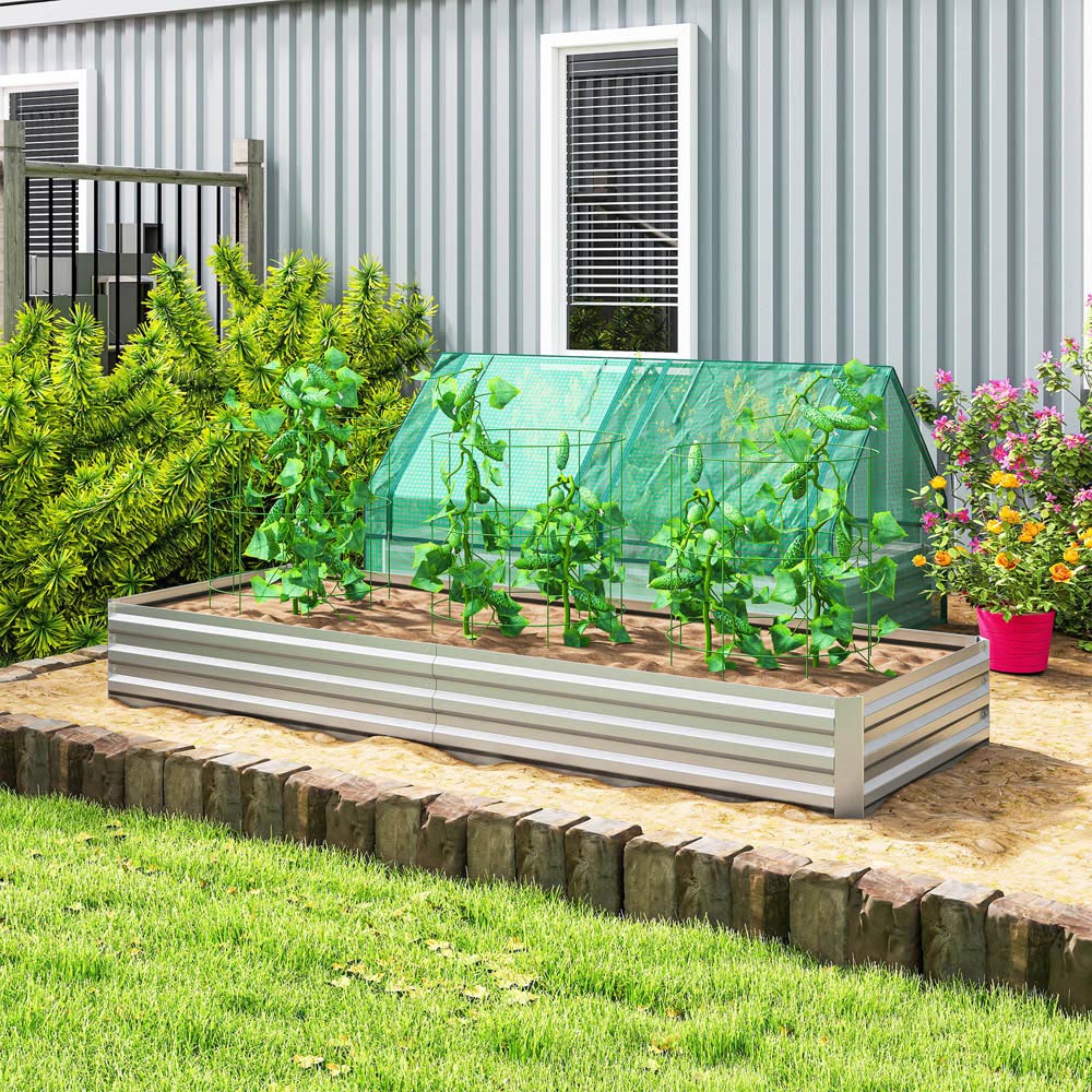 Outsunny Galvanised Raised Silver Metal Planter Box Image 2