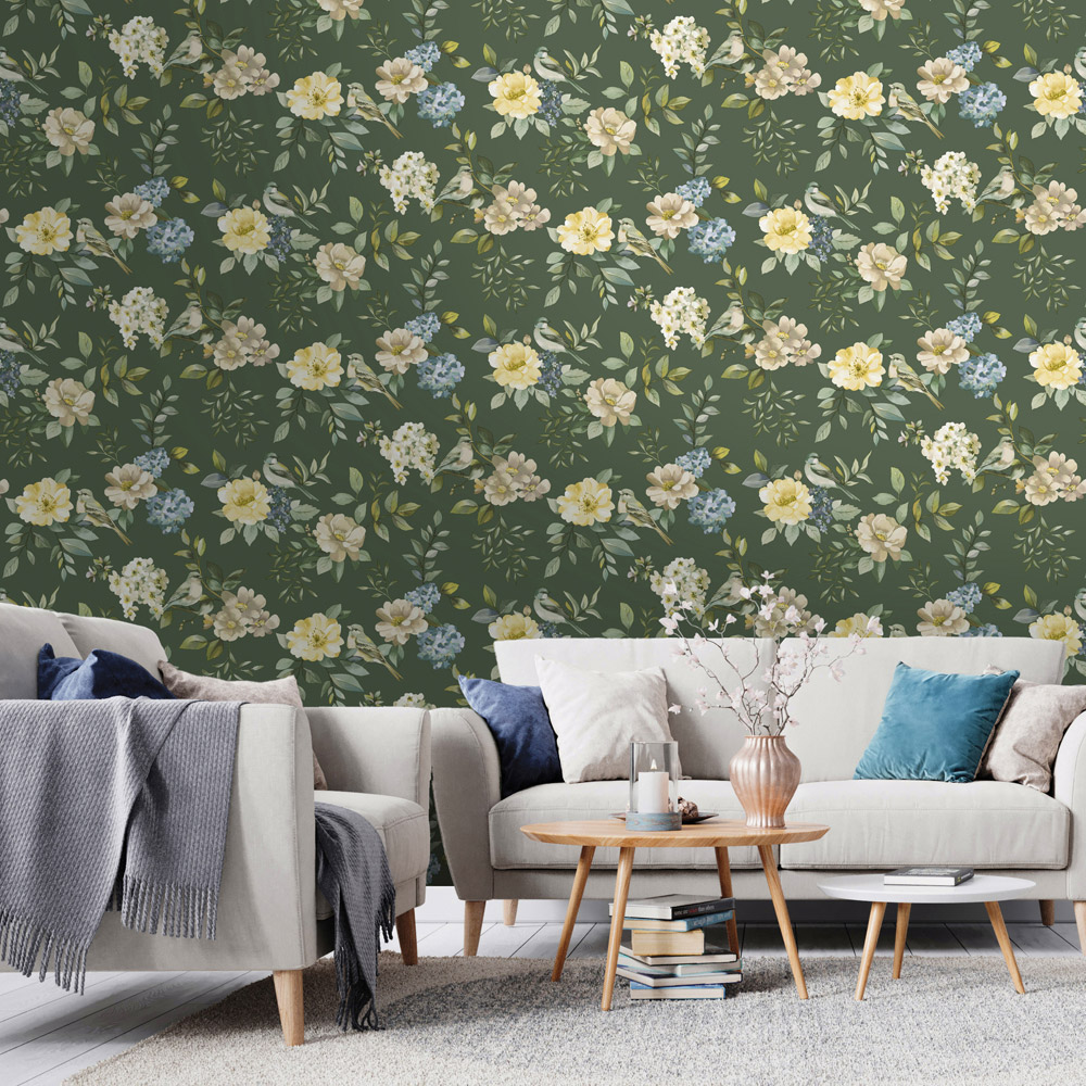 Holden Decor The Bird Garden Green Wallpaper Image 3