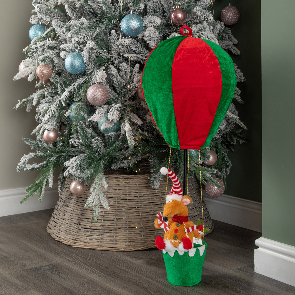 Samuel Alexander Red and Green Razza Rat Hot Air Balloon Hanging Christmas Decoration 80cm Image 6